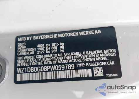 2023 Toyota Gr Supra 3.0 Premium из США, поврежденный, VIN WZ1DB0G08PW059789